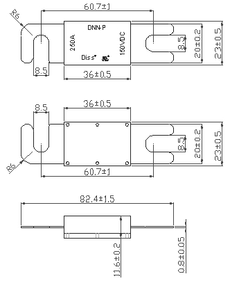 Fusible de prise plat en forme de pale du fusible DC150V de Dissmann pour le système de remisage des batteries